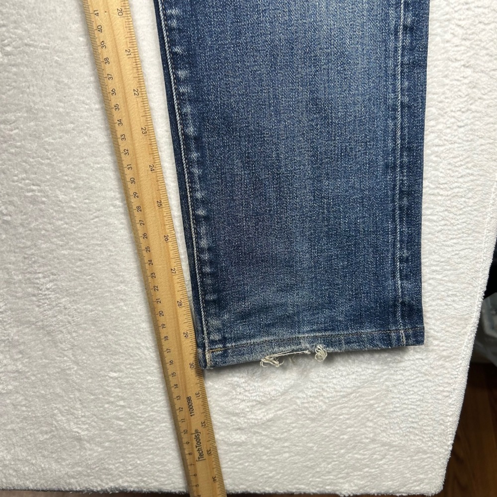 Uniqlo Slim Straight Jeans Selvedge Faded Denim Sz 31x32 Blue Stretch Distressed - Picture 11 of 12